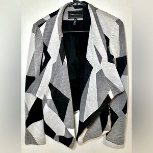 BCBGMaxAzria Womens Geometeric Abstract Wrap Open Front Caridgan Multicolor XS